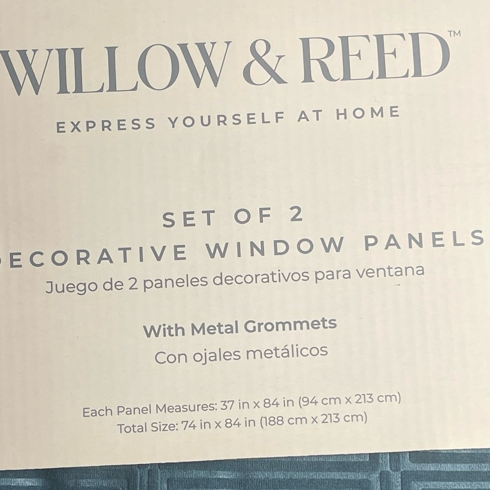 Willow & Reed Set of 2 Blue Geometric Window Panels 37x84 Metal Grommets New - Picture 5 of 5